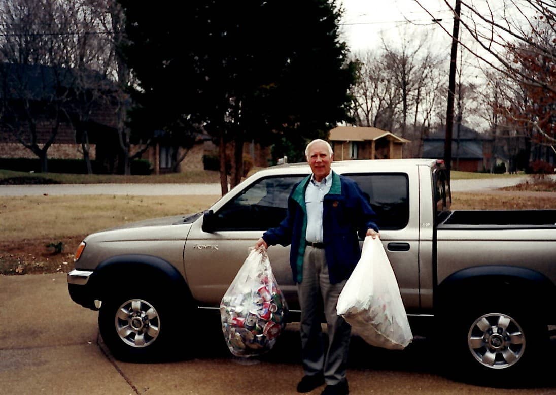 Dad/Pawpaw recycling in his Nissan Frontier early 2000